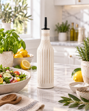 Ribbed Ceramic Olive Oil Bottle – Refined Kitchen Essential with Mediterranean Style