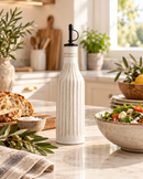 Ribbed Ceramic Olive Oil Bottle – Refined Kitchen Essential with Mediterranean Style