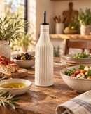 Ribbed Ceramic Olive Oil Bottle – Refined Kitchen Essential with Mediterranean Style