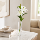 **White Artificial Lily Stem with Multiple Blooms – 29.9″ Faux Flower Spray for Vase, Wedding & Home Décor