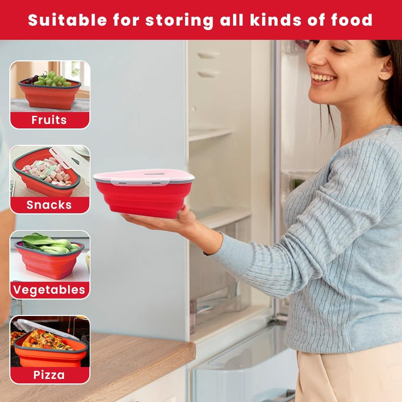 Reusable Pizza Storage Container with 5 Microwavable Serving Trays