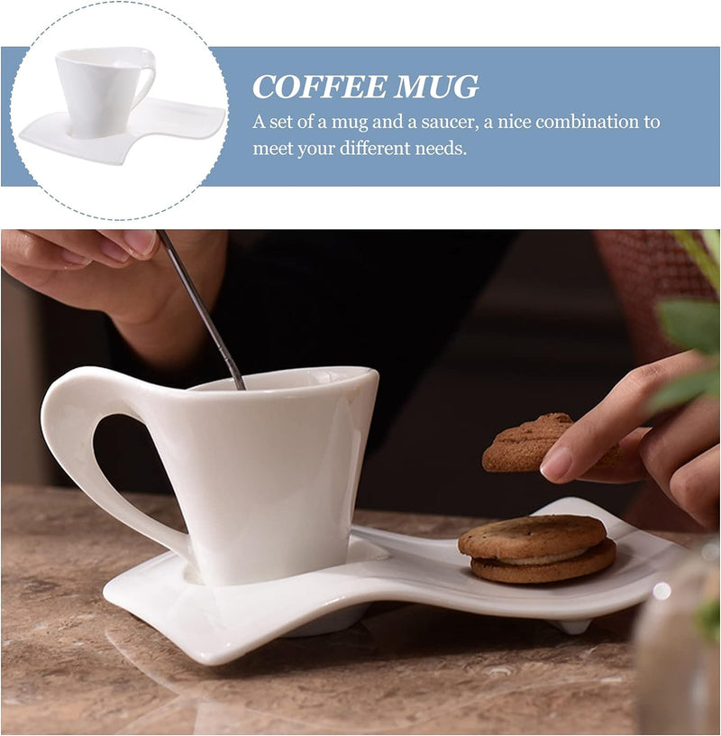 ELEGANT WAVE COFFEE MUG & PLATE