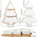 Christmas Ceramic Snack Plate with Bamboo Tray