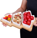 Christmas Ceramic Snack Plate with Bamboo Tray