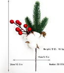 Christmas Artificial Berry Picks with Pine Cones & Greenery – 10 Pcs Holiday Decoration Stems