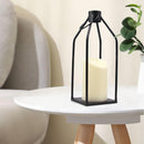 Black Metal and Brown Wood Lantern