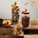 WOODEN AND GLASS CONTAINER WITH LIDS