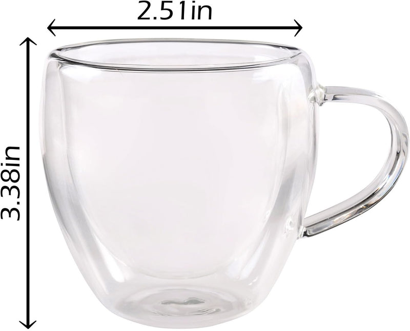 Glass Cup Tea 80 ml, double layer glass mug, taza de doble fondo, individual