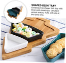 Christmas Ceramic Snack Plate with Bamboo Tray