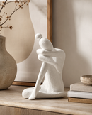 Contemplative Thinker Sculpture – White