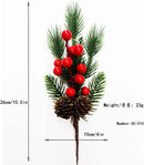 Christmas Artificial Berry Picks with Pine Cones & Greenery – 10 Pcs Holiday Decoration Stems