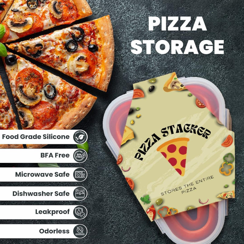 Reusable Pizza Storage Container with 5 Microwavable Serving Trays