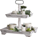 SQUARE WOODEN TIERED TRAY