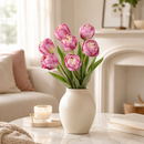 Real Touch Artificial Tulip Bouquet – 7-Stem Faux Double Tulips for Vase