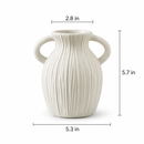 White Ribbed Decorative Vase with Handles – Modern Textured Flower Vase, Available in 4 Sizes for Home Décor