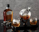 Verolux Whiskey Globe Decanter Set with 2 Etched Glasses in Gift Box