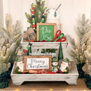 SQUARE WOODEN TIERED TRAY