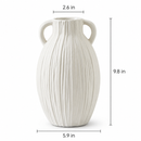 White Ribbed Decorative Vase with Handles – Modern Textured Flower Vase, Available in 4 Sizes for Home Décor