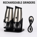 Rechargeable Stainless Steel Salt & Pepper Grinder Set with USB Cable – Modern Kitchen Essential