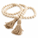 Natural Wood Bead Garland with Tassels