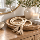 Natural Wood Bead Garland with Tassels