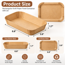 100 Pack Rectangular Kraft Paper Food Containers with Lids