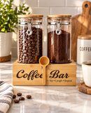 Airtight Bamboo Coffee Bar Canister Set