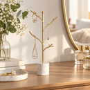 Gold Jewelry Tree Stand with Marble Base
