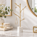 Gold Jewelry Tree Stand with Marble Base