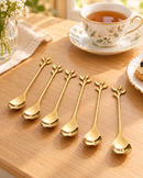 6-Piece Leaf Design Coffee & Dessert Spoon Set