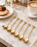 6-Piece Leaf Design Coffee & Dessert Spoon Set