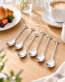 6-Piece Leaf Design Coffee & Dessert Spoon Set