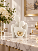 Golden Heart Couple Sculpture
