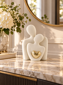 Golden Heart Couple Sculpture