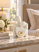 Golden Heart Couple Sculpture