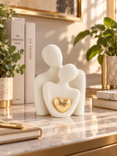 Golden Heart Couple Sculpture