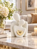 Golden Heart Couple Sculpture