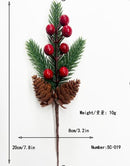 Christmas Artificial Berry Picks with Pine Cones & Greenery – 10 Pcs Holiday Decoration Stems