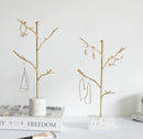 Gold Jewelry Tree Stand with Marble Base – Elegant Earring and Necklace Organizer
