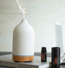 Ceramic Essential Oil Diffuser with Wood Base – Ultrasonic Aromatherapy Humidifier