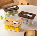Glass Butter Dish with Bamboo Lid and Knife