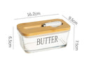 Glass Butter Dish with Bamboo Lid and Knife