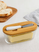 Glass Butter Dish with Bamboo Lid and Spreader
