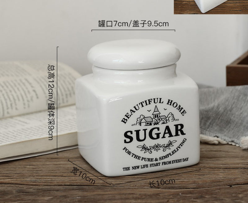 Farmhouse Style Ceramic Jar  – Coffee, Tea & Sugar .