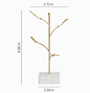 Gold Jewelry Tree Stand with Marble Base