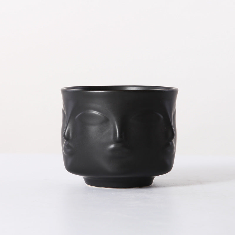 black face plant pot Ceramic Face Planter