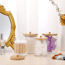 Acrylic Qtip Holder Dispenser with Bamboo Lid