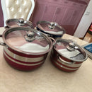 Stainless steel set pot color silver & red