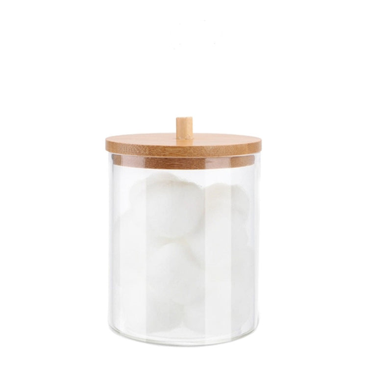 Acrylic Qtip Holder Dispenser with Bamboo Lid