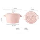 Ceramic Baking Bowl for Oven with Handle and Lid 37 Oz